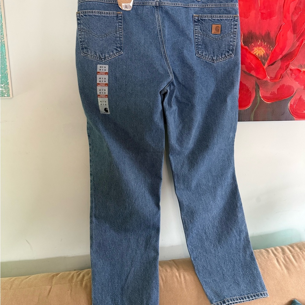 NEW Carhartt B18 Mens Straight Traditional  5-Pocket Tapered Jean - Size 46x34